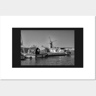 Motorboats moored up on the Norfolk Broads, UK Posters and Art